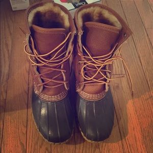 L.L. Bean Tumbled Leather Shearling Boots